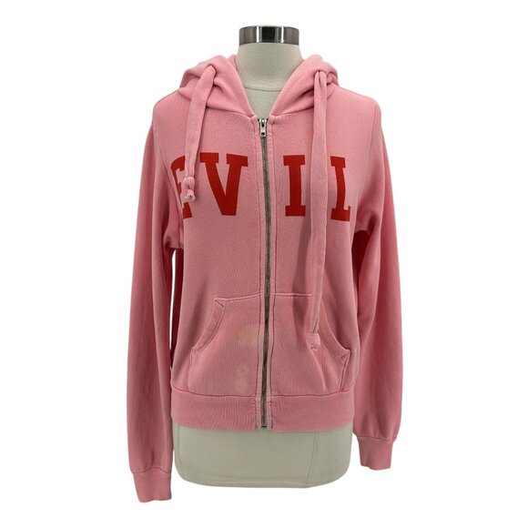 Wildfox Tops - WILDFOX Couture Evil Carta Devil Horns Pink Zipper Hoodie Womens Medium